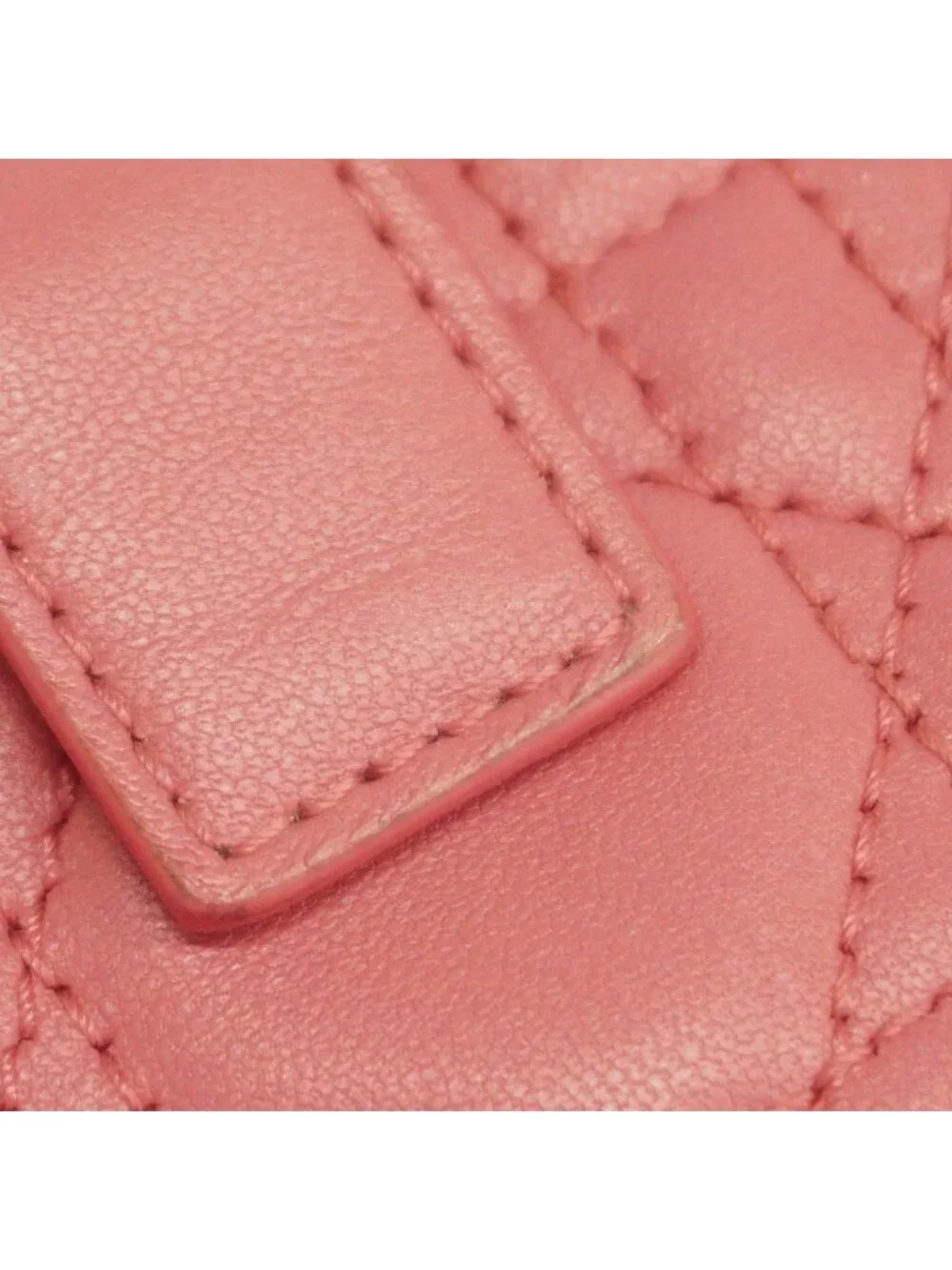 Dior Card Case Cannage Leather Pink Champagne Gold